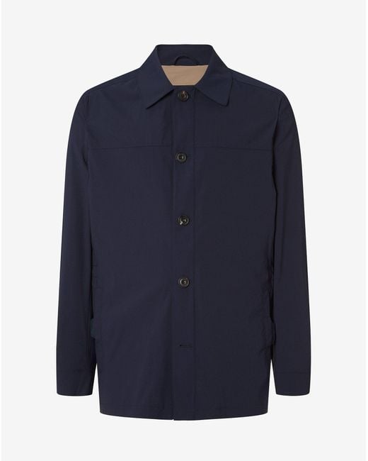 Corneliani Blue Stretch Technical Wool Field Jacket for men