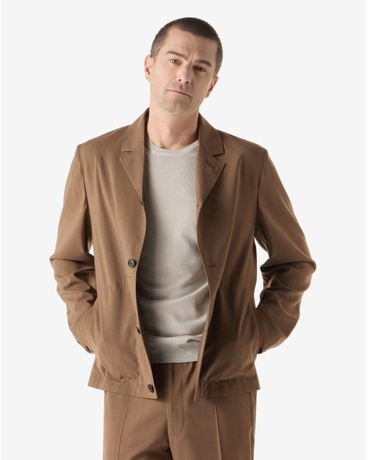Corneliani Brown 120's Stretch-Wool Overshirt for men
