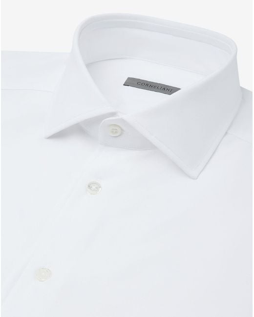 Corneliani White Bi-Elastic Fabric Shirt for men