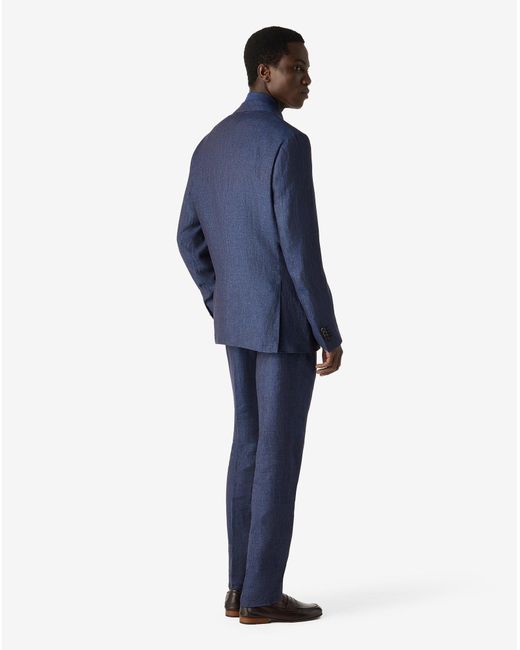 Corneliani Blue Linen Chambray Suit for men