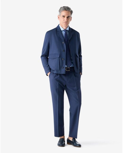Corneliani Blue Wool, Silk And Mohair Single-Dart Trousers for men