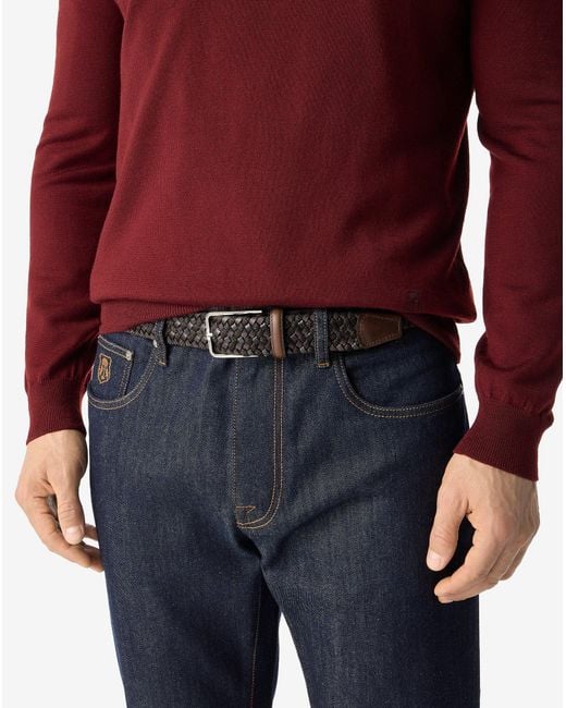 Corneliani White Braided Leather Belt for men