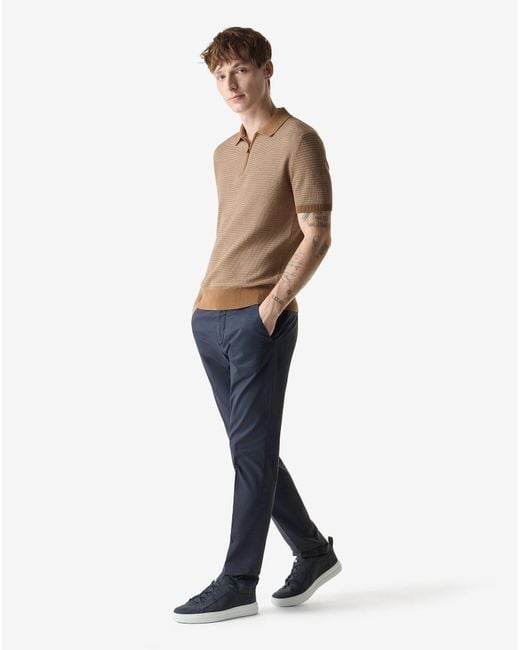 Corneliani Blue Garment-Dyed Gabardine Trousers for men