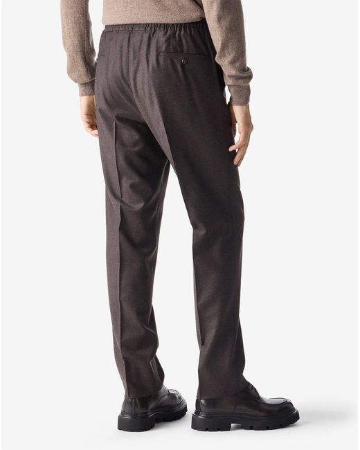 Corneliani Gray Dark Joggers Made From Stretch Wool Flannel With Micro Pattern for men