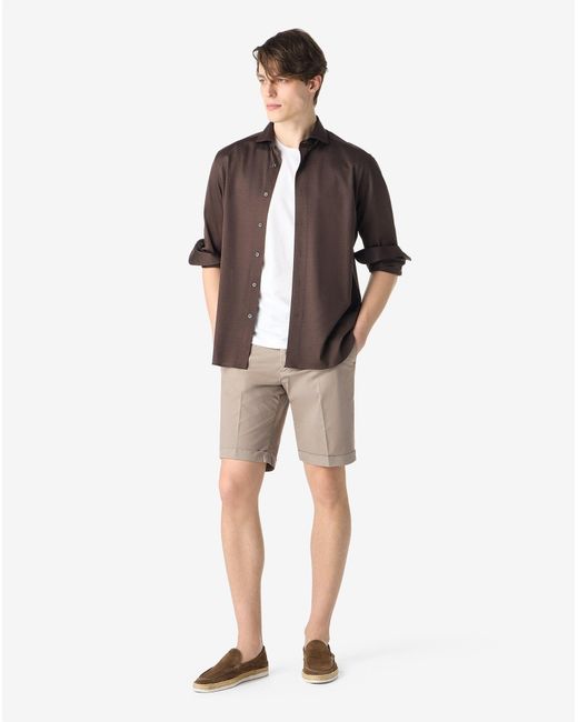 Corneliani Natural Garment-Dyed Gabardine Bermuda Shorts for men