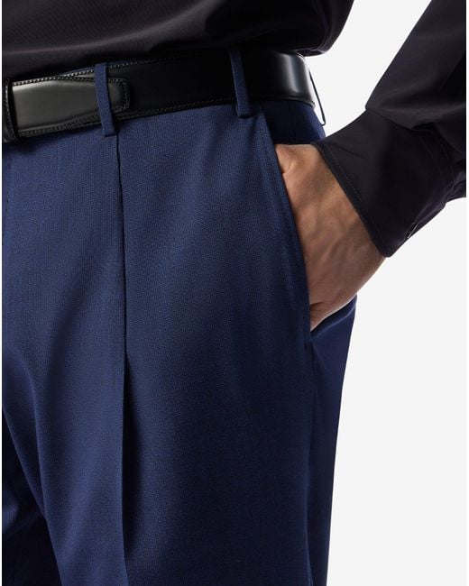 Corneliani Blue Wool Single-Dart Trousers for men