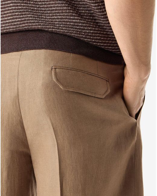 Corneliani Natural Dark Pure Linen Twill Bermuda Shorts for men