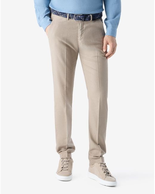 Corneliani Natural Garment-Dyed Light Canvas Chino Trousers for men