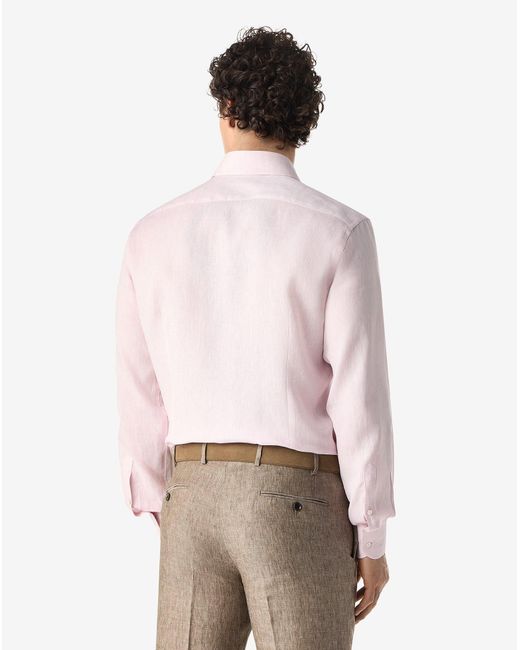 Corneliani Pink Chambray Linen Shirt for men