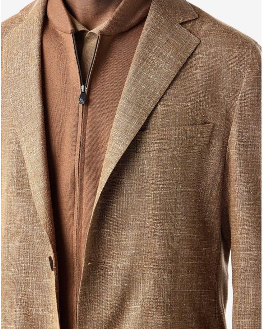 Corneliani Natural Wool, Linen And Silk Jacket With Inner Vest for men