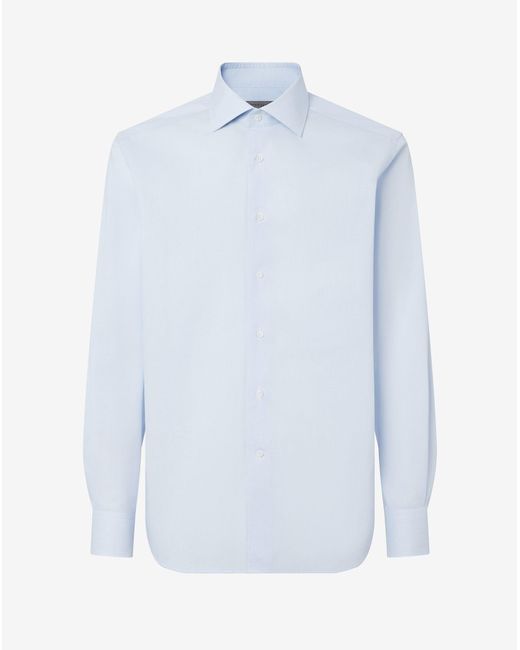 Camicia Con Microriga Bianca E Azzurra di Corneliani in Blue da Uomo