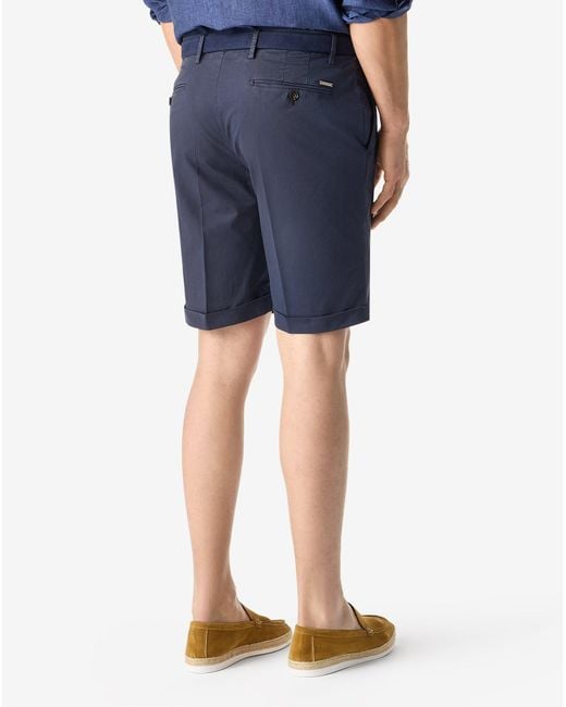 Corneliani Blue Garment-Dyed Stretch Cotton And Lyocell Bermuda Shorts for men