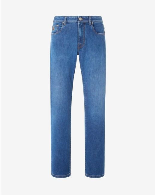 Corneliani Blue 5-Pocket Trousers Made From Stretch Denim for men