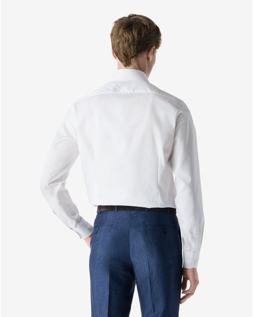 Corneliani White Textured Cotton Shirt for men