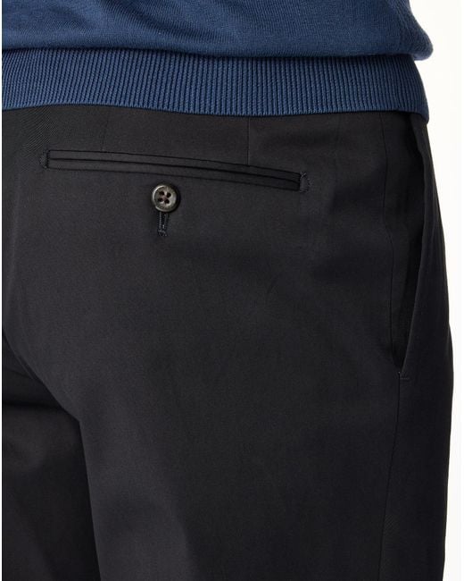 Corneliani Black One-Pleat Stretch Cotton Gabardine Trousers for men