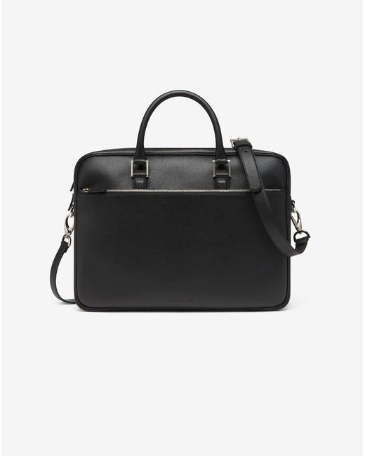 Corneliani Black Textured Leather Overnight Bag for men