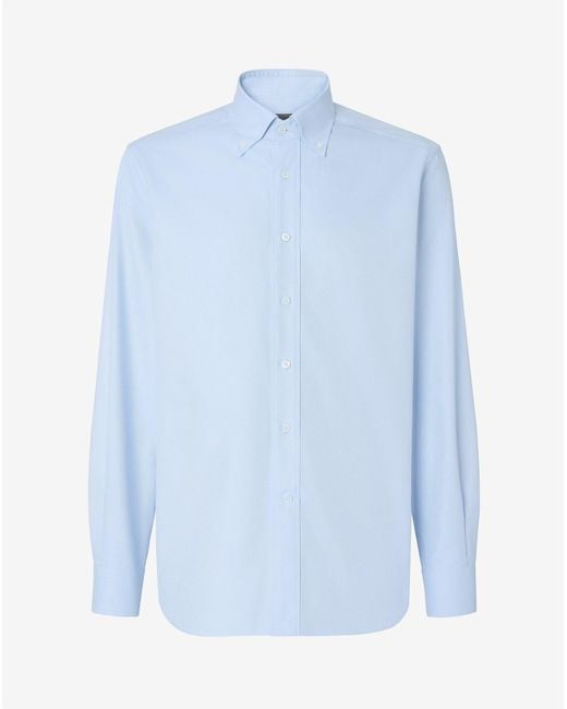 Corneliani Blue Pale Royal Oxford Cotton Shirt for men