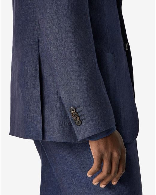 Corneliani Blue Linen Chambray Suit for men