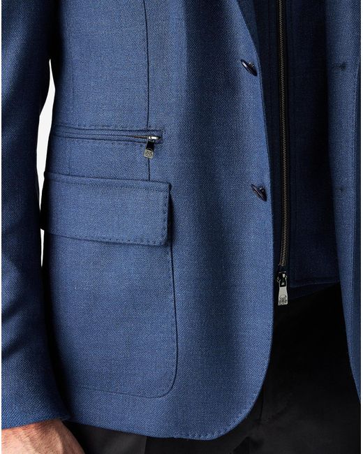 Corneliani Blue Silk And Wool Jacket With Inner Vest for men