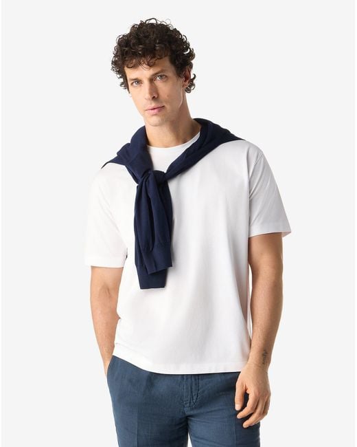 Corneliani White Oversized Cotton Jersey T-Shirt for men