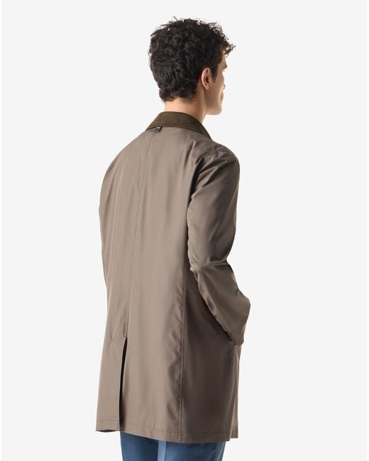 Corneliani Brown Dark Trench Coat Made From Technical Poplin for men
