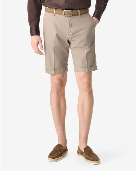 Corneliani Natural Garment-Dyed Gabardine Bermuda Shorts for men