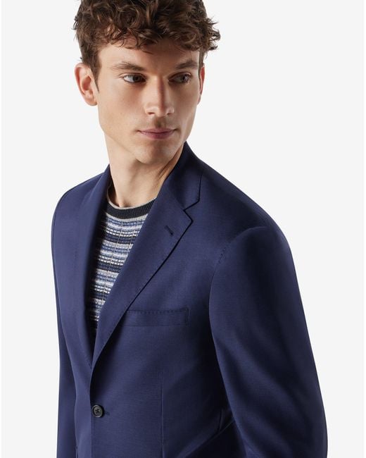 Corneliani Blue Extra Light Wool And Silk Jacket for men