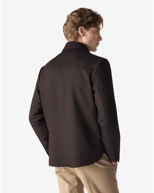 Corneliani Brown Dark Pure Wool Overshirt for men