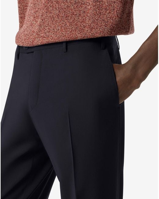Corneliani Blue 120's Stretch Wool Trousers for men