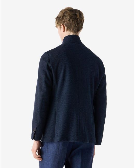 Corneliani Blue Linen And Silk Jersey Jacket for men