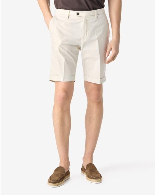 Corneliani White Garment-Dyed Gabardine Bermuda Shorts for men