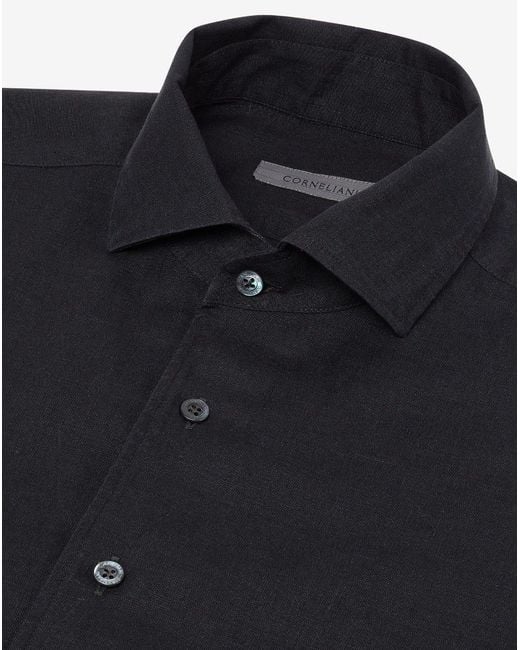 Corneliani Blue Pure Linen Shirt for men