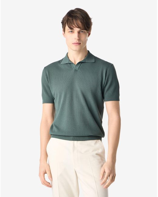 Corneliani Green Buttonless Pima Cotton Polo Shirt for men