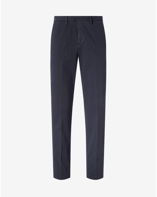 Corneliani Blue Stretch Cotton Gabardine Chino Trousers for men
