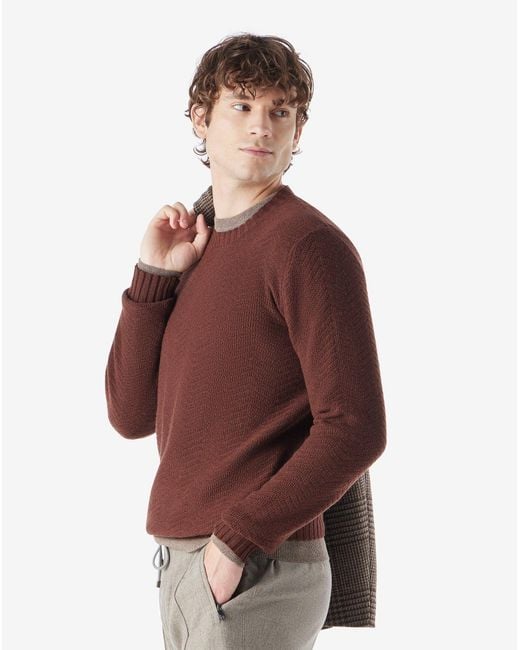 Corneliani Brown Wool And Cashmere Blend Jumper for men