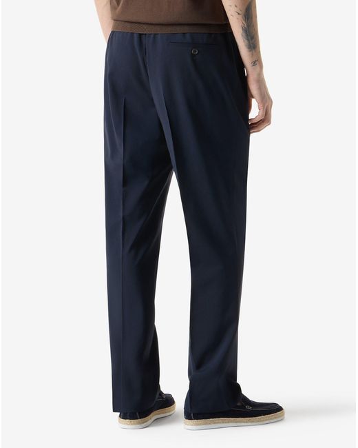 Corneliani Blue 120's Stretch Wool Trousers for men