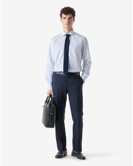 Corneliani Blue Wool And Mohair Trousers for men