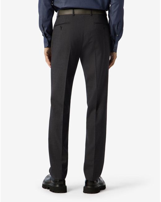 Corneliani Blue Anthracite Stretch Wool Bengaline Trousers for men