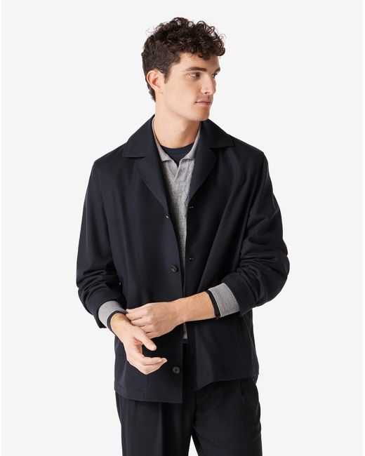 Corneliani Blue 160's Wool Overshirt for men