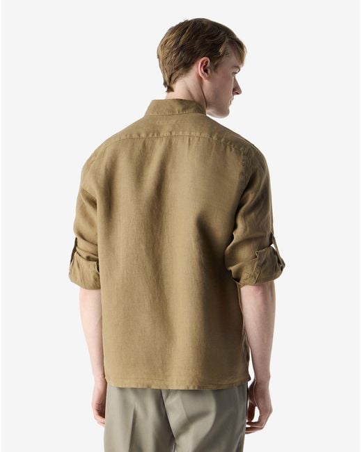 Corneliani Brown Pure Linen Shirt for men