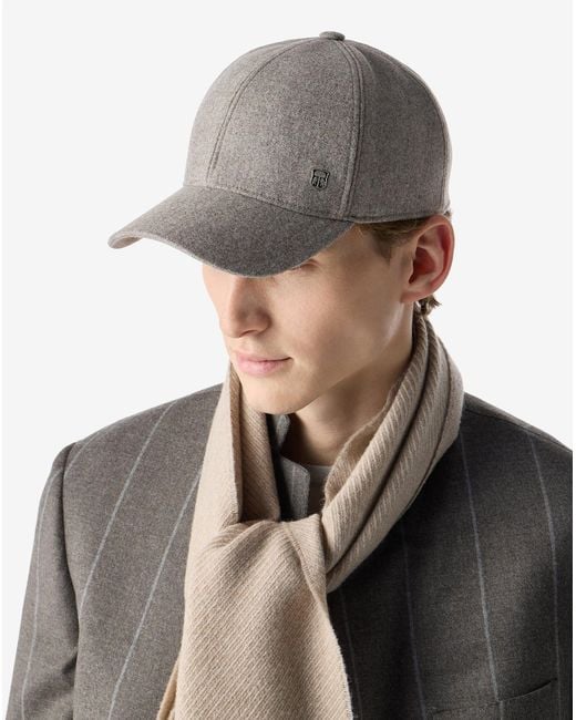 Corneliani Gray Wool Flannel Baseball Cap for men