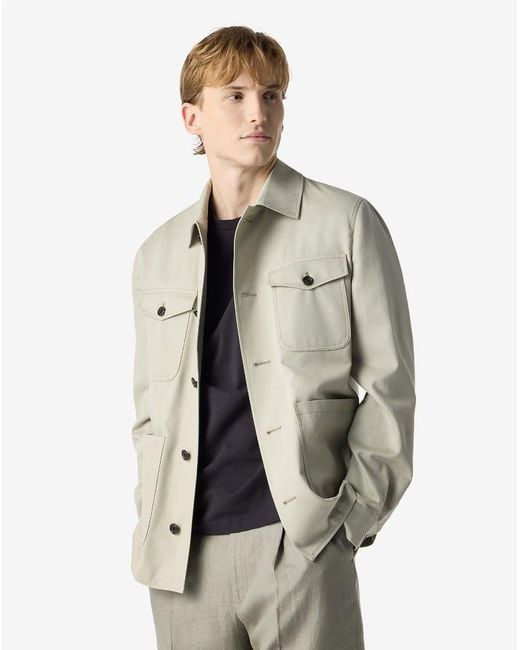 Corneliani Natural Light Cotton And Cashmere Overshirt for men