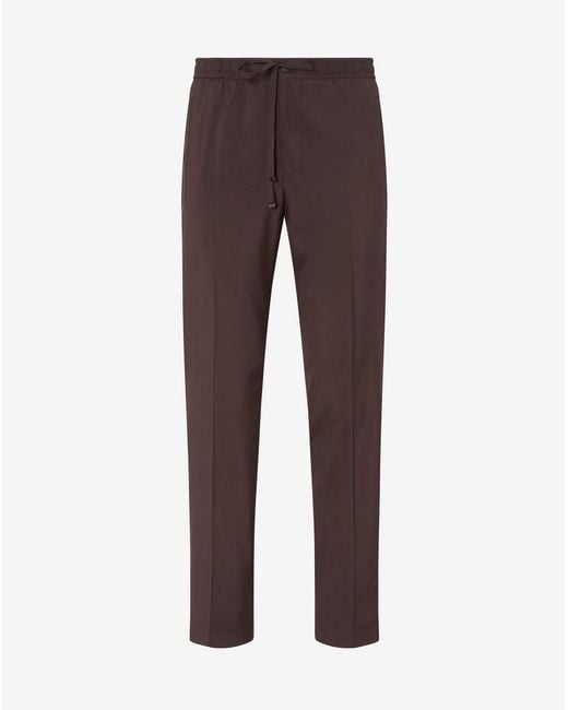 Corneliani Brown 160's Wool And Stretch Silk Trousers for men