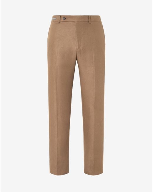 Corneliani Natural Linen-Twill Chino Trousers for men