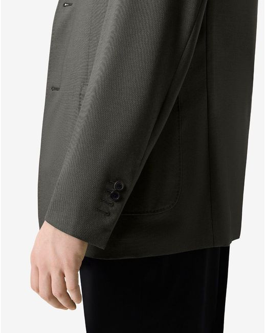 Corneliani Black Mud Mohair Jacket Without Lapels for men