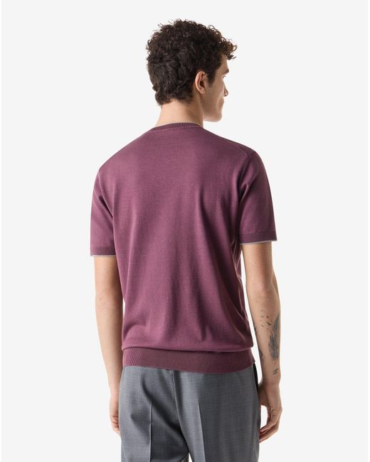 Corneliani Purple Burgundy Crew Neck Silk And Cotton Knitwear for men