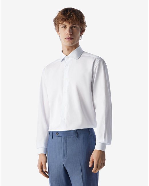 Camicia Con Riga Bianca E Azzurra di Corneliani in White da Uomo