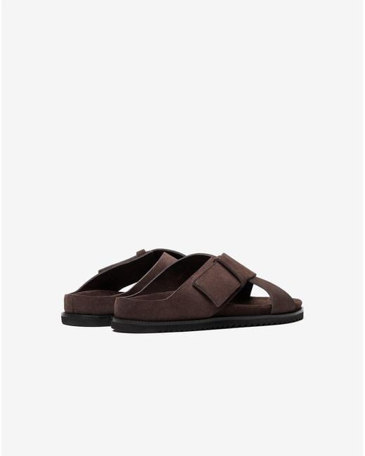 Corneliani Brown Dark Sandals With Suede Crossover Straps for men