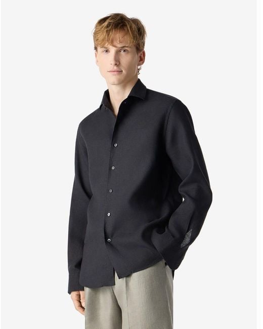 Corneliani Blue Pure Linen Shirt for men