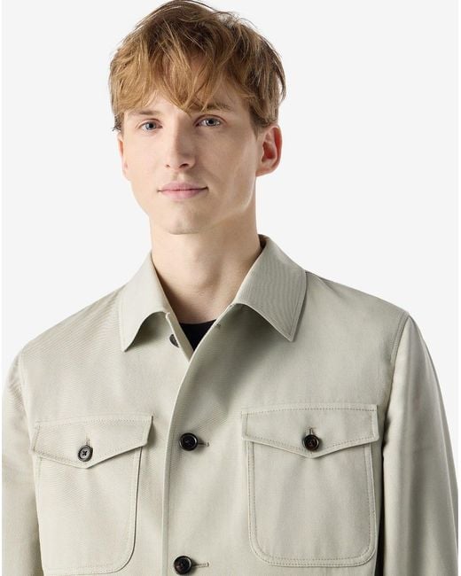 Corneliani Natural Light Cotton And Cashmere Overshirt for men